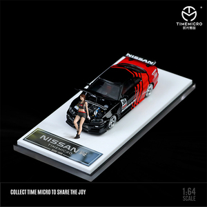 送料無料　1/64　Time Micro　日産　NISSAN　GTR R34　フィギュア付　ボンネット開閉可　ADVAN　timemicro●Ｍ３６