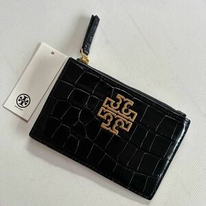 ★新品☆ ハワイ購入　トリーバーチ 【エンボレスレザー】クロコダイル　カードケース兼　平財布　黒　