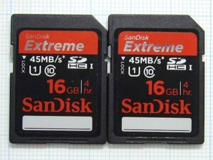★SanDisk ＳＤＨＣメモリーカード １６GB ２枚 中古★送料６３円～ 