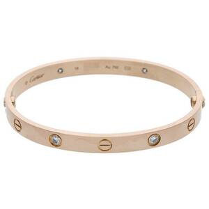 カルティエ Cartier 新型 LOVE BRACELET DIAMONDS サイズ:18 K18PG ハーフダイヤラブブレスレット 中古 SJ02