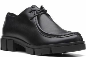 Clarks 24cm チャンキー レースアップ レザー ブラック ドレス ヒール ローファー フラット ブーツ スニーカー パンプス RRR56