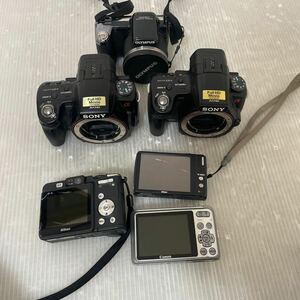 SONYソニーα55 STL-A55V/α33 SLT-A33 Nikon Coolpix S230/P50 Canon PC1474 OLYMPUS SP-810UZ 6点 ジャンク品