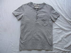 REMI RELIEF 　レミ レリーフ　ポケット付きT　ヘンリーネックTシャツ　サイズ S 　日本製 　　杢グレー