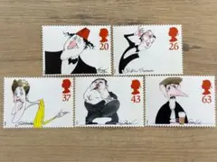 外国切手　イギリス　コメディアン　5種完　未使用