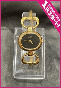 【5SS伊04041E】GUCCI ★グッチ★ 1600★ GP★ ブラック文字盤★ クオーツ★ レディース腕時計★1円スタート