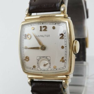 2405-571 ハミルトン 機械式 腕時計 金色 スモセコ レザーベルト