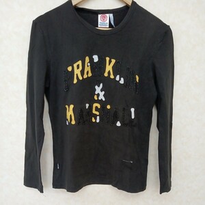 FRANKLIN＆ MARSHALL　フランクリンアンドマーシャル　黒色　ブランド名パッチワーク　長袖Tシャツ