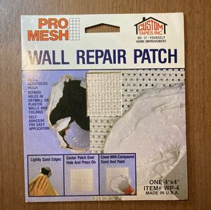 石膏ボードの壁穴直し 10cm角 補修プレート リペアプレート 補修パッチ wall repair patch 壁紙 修理 補修 穴埋め 10×10cm pro mesh DIY