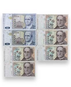 1円スタート Spain スペイン 10000ペセタ×2枚 5000ペセタ×5枚 DIEZ MILPESETAS CINCO MILPESETAS 45000ペセタ分 Bill 高額紙幣 旧紙幣