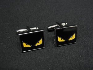 1円 ■極美品■ FENDI フェンディ バッグバグズ モンスター カフスボタン カフリンクス メンズ レディース ブラック系×シルバー系 FC1175