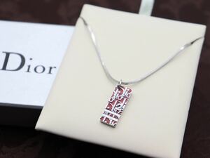 【美品】赤 トロッター●Christian Dior ネックレス ロゴ クリスチャン ディオール ヴィンテージ アクセサリー レディース 結婚式 F14