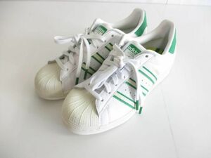 美品 アディダス adidas SUPERSTAR スーパースター レザー GX9878 ローカットスニーカー 23.5cm ホワイト グリーン