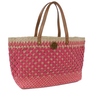 1円 ■ 極美品 トリーバーチ トートバッグ レッド系 ストロー ロビンソン TORY BURCH ■E.Bss.An-12