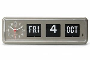 IZ46541S★Twemco Calendar Clock #BQ-38 “Gray” グレー カレンダー クロック 置き時計 インダストリアル アラーム 目覚まし時計