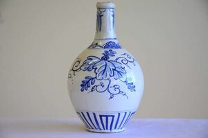 古伊万里 染付 徳利 江戸 酒器 高さ約31cm 古美術 花瓶 山形旧家蔵出し 平清水焼