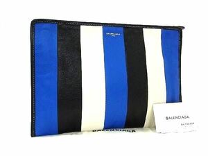 ■極美品■ BALENCIAGA バレンシアガ 443658 バザール レザー クラッチバッグ セカンドバッグ レディース ブルー系×ブラック系 AU3125