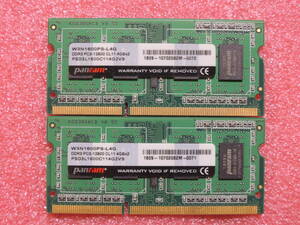Panram PC3-12800S DDR3-1600 1Rx8 4GB 2枚セット #10151