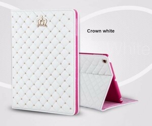 オApple iPad mini2ケースカバーアイパッドミニ2高級レザー手帳型オートスリープ付きA1489 A1490 A1491フィルム付きホワイト白★限定セール
