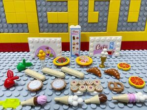 ☆カフェ・パン屋☆ レゴ　ミニフィグ用小物　大量　お菓子　アイス　ケーキ　パン　看板　など　( LEGO 食べ物 シティ フレンズ