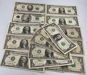 アメリカ 旧紙幣 ドル紙幣 アメリカドル 20ドル札×1枚 10ドル札×1枚 1ドル札×13枚 合計43米ドル コレクション 外国紙幣 