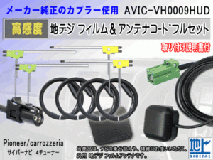 HF201 カロッツェリア AVIC-VH0009HUD コード 4本 L型 フィルム アンテナ 4枚 GPSアンテナ 1個 アースプレート 1枚 交換 補修 汎用 RG14