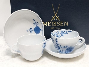 MEISSEN マイセン ブルーオニオン カップ&ソーサー ホワイト ブルー フラワー ペア セット 店舗受取可