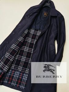 L22【カシミヤ×シルク】美品!!定価30万●BURBERRY prestige collection●極上の光沢感●高級ステンカラーコート バーバリーコート メンズ