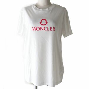 未使用品☆正規品 MONCLER モンクレール T-SHIRT ロゴデザイン 半袖 クルーネック Tシャツ/カットソー ホワイト L レディース タグ付き