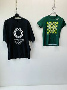 東京オリンピック　2020　Tシャツ　2枚セット　LLサイズ　黒／ブラック　キッズサイズ130　緑／グリーン 　アシックス　洗濯済み　G963