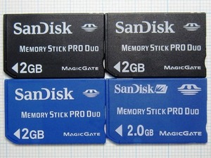 ★SanDisk メモリースティック PRODuo 2GB ４枚 中古★送料６３円～