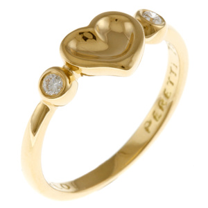 ティファニー クローズドハート リング 指輪 9号 18金 K18ゴールド ダイヤモンド中古 美品