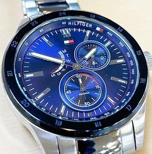 ■腕時計■ TOMMY HILFIGER 型番1791640 クォーツ式 ネイビー シルバー トミーヒルフィガー 電池交換済 動作確認 中古品 札幌発