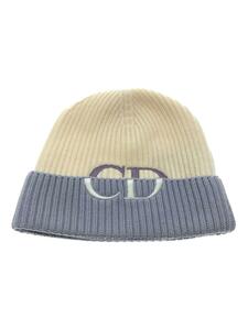 Dior HOMME◆Beanie Two-tone Embroidered/ニットキャップ/M/ウール/クリ-ム/21CMB01AT371
