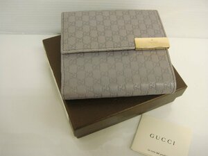 4255T【本物保証】 グッチ Wホック 財布 グッチシマ レザー パープル系 二つ折り 箱付 GUCCI 257015