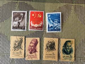 中国切手 古い、消印 、記75、3枚　、記33、　４枚 ※現状お渡しとなります。