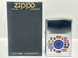 (30) ZIPPO ジッポ ジッポー オイルライター 国旗 ケース付き シルバー系 喫煙グッズ