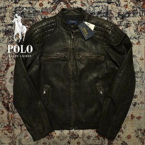 【新品】 Polo Ralph Lauren Cafe Racer Motorcycle Leather Jacket 【M】 カフェレーサー モーターサイクル レザージャケット 羊革 RRL 