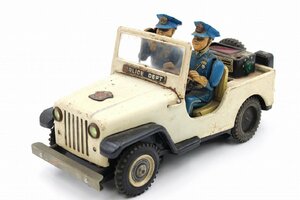 【行董】AA153BOM49 ☆当時物☆ 野村トーイ POLICE PATROL ポリスパトロール Jeep ジープ 全長28cm ブリキ 1960年 昭和レトロ ビンテージ