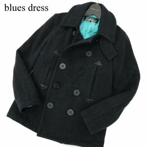 blues dress ブルードレス 秋冬 中綿★ メルトン ウール Pコート ジャケット Sz.S　メンズ グレー 日本製　A3T11965_A#N