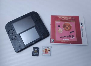 美品/ 動作品 Nintendo ニンテンドー2DS (FTR-001) クリアブラック 本体 付属品なし 4GBメモリカード +ゲームソフト(220)