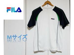 FILA フィラ　スポーツウエア　白×紺×緑色　Mサイズ　メッシュ