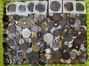 古銭、未選別、5kg以上天宝通宝、銀貨、銅貨、アルミ銭、白銅貨など大量