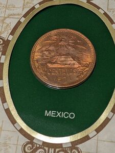 古歴史的コイン　メキシコ　20センタボ貨（青銅貨・1971年）解説書付きセレクトカバー（1982年記念切手）◎同梱可