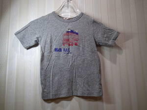 お値下げ★ボンポワン/bonpoint　90㎝★半袖グレーのTシャツ（左肩ボタン）/フロント部分にバスのプリントs186