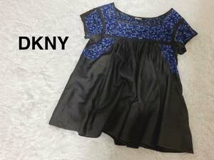 DKNY ダナキャランニューヨーク　チュニック　ブラウス　シャンブレー　刺繍　ボヘミアン　大人可愛い　クール　サイズ2
