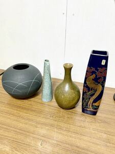 陶器製 花瓶 花器 華道具 一輪挿し 4点セット