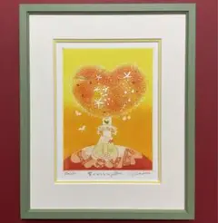 絵画・額縁・版画・青江 鞠・新品未使用・愛のかたちIN YELLOW・インテリア