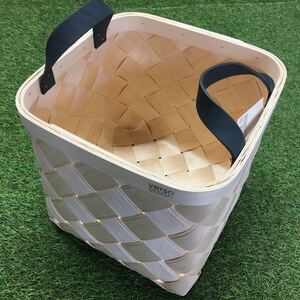 GX696 VERSO DESIGN ヴェルソ デザイン LASTU Birch Basket M black leathe 収納ボックス バスケット 木製 インテリア 未使用 保管品 カゴ