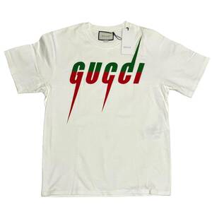 1円GUCCI グッチ 国内正規品 タグ付き 箱付 ロゴ 半袖 Tシャツ コットン100% 白 メンズ XLサイズ 565806