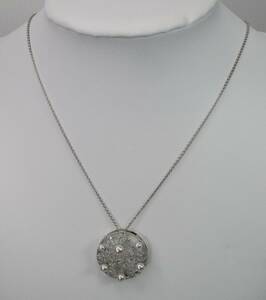 N-342　美品　ミキモト　MIKIMOTO　K18WG　真珠　ダイヤモンドネックレス　